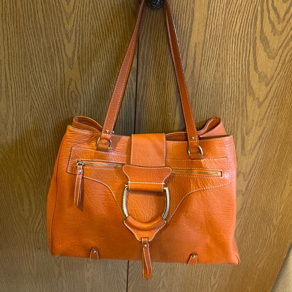 Auth Dolce & Gabbana D-ring Leather Tote